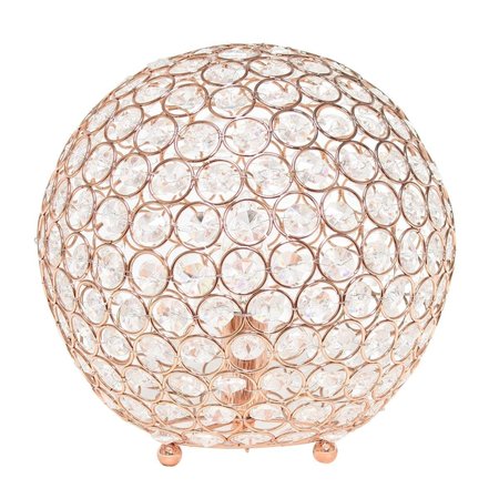 FEELTHEGLOW 10 in. Elipse Crystal Ball Sequin Table Lamp, Rose Gold FE2519756